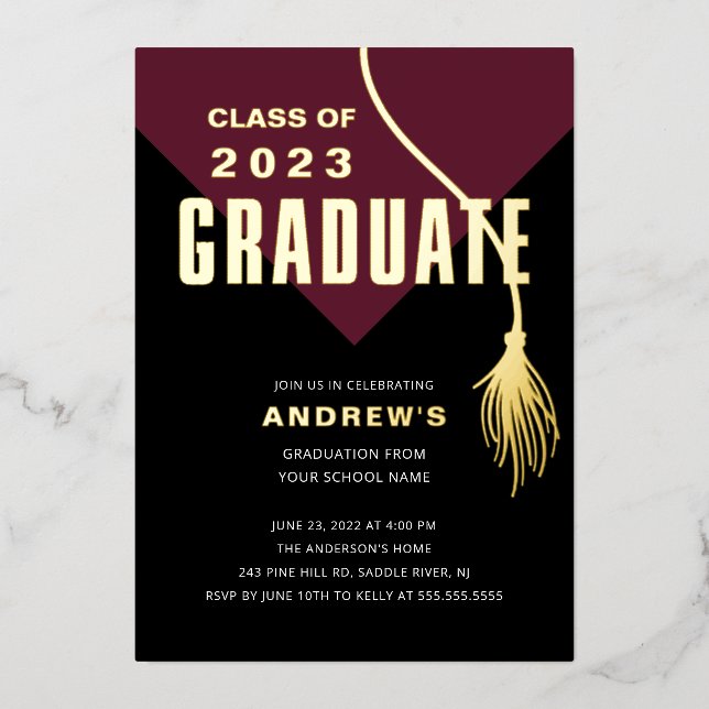 Modern Bold Wine Grad Cap Graduation (Front)