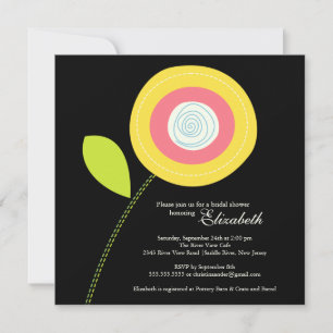 Modern Bold Yellow Bloom Bridal Shower Invitation
