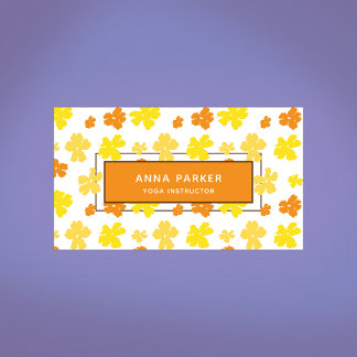 Modern Bold Yellow & Orange Flowers Business Card