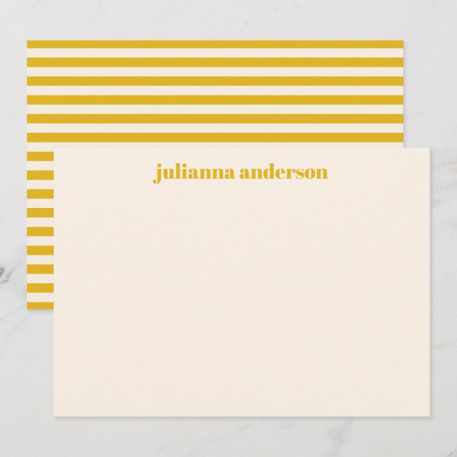 Modern Bold Yellow Stripes Personalised Name Card (Front/Back)