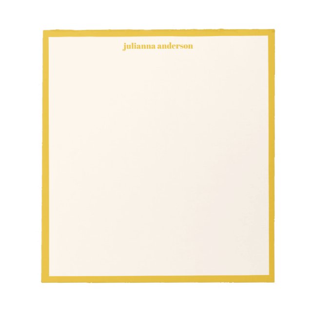 Modern Bold Yellow Stripes Personalised Name Notepad (Front)