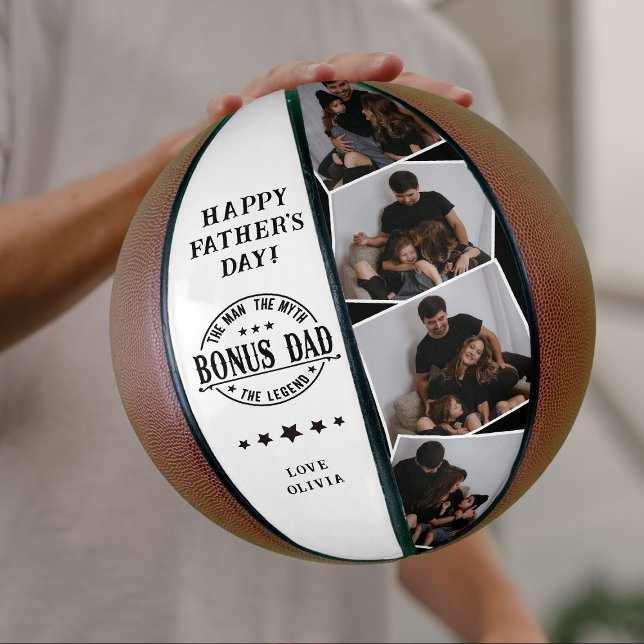 Modern Bonus Dad Quote & 4x Photo Basketball (Creator Uploaded)
