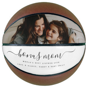 Modern Bonus Mom Calligraphy Photo Mothers Day Basketball
