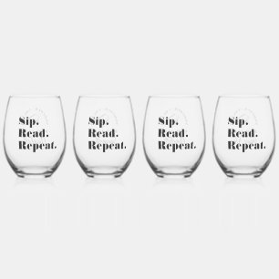 Modern Book Club Funny Custom Name Stemless Wine Glass