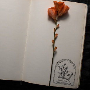 Modern Book Flower From the Library Of  Rubber Stamp