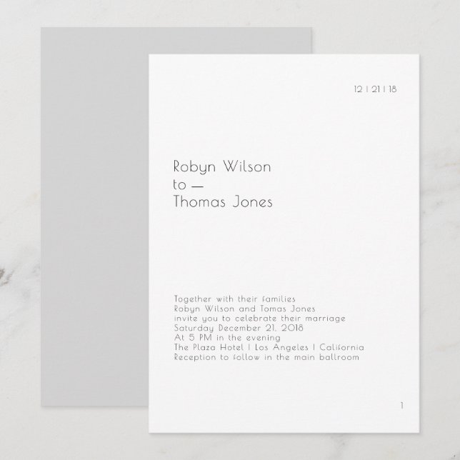 Modern Book Page Wedding Invitation 5x7 (Front/Back)