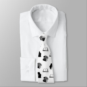 Modern Bookish Bibliophile Book Pattern Tie