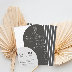 Modern boots and bubbly bridal shower  invitation