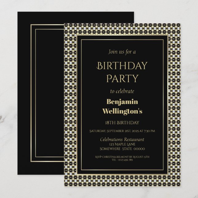 Modern Border 18th Birthday Party Invitation (Front/Back)