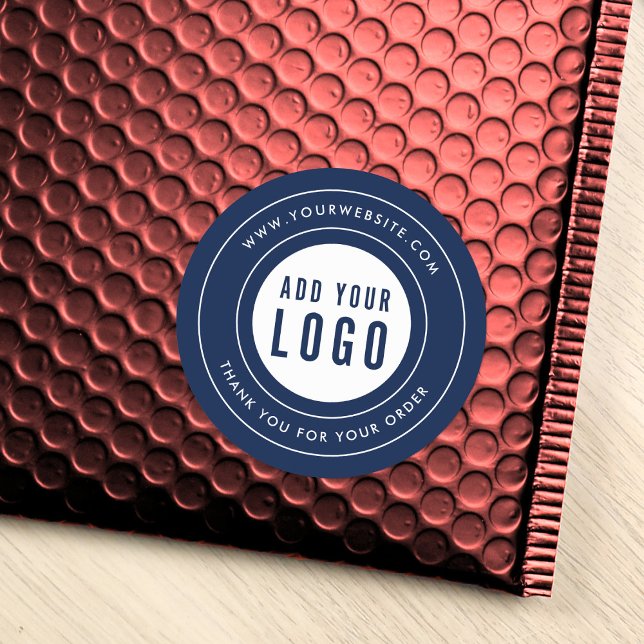 Modern Border Add Your Logo Thank You Custom Colou Classic Round Sticker (Creator Uploaded)