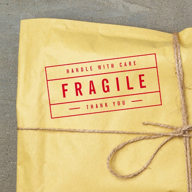 Modern Border Bold Handle With Care Thank Fragile Self-inking Stamp (Creator Uploaded)
