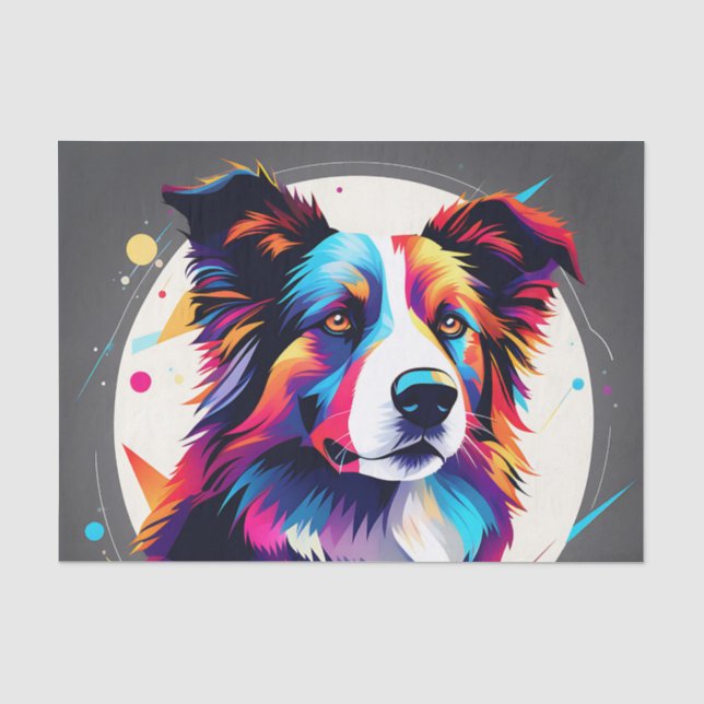 Modern Border Collie Abstract Tissue Paper (Front)