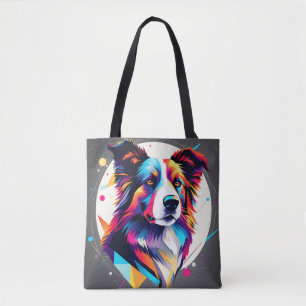 Modern Border Collie Abstract Tote Bag