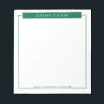 Modern Border Dark Green Nameplate School Office Notepad<br><div class="desc">This design features a space for a name at the top and another line of text at the bottom, accented by a simple double border. The collection of coordinating products is available in our shop, zazzle.com/store/doodlelulu. Contact us if you need this design applied to a specific product to create your...</div>