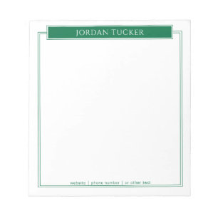 Modern Border Dark Green Nameplate School Office Notepad