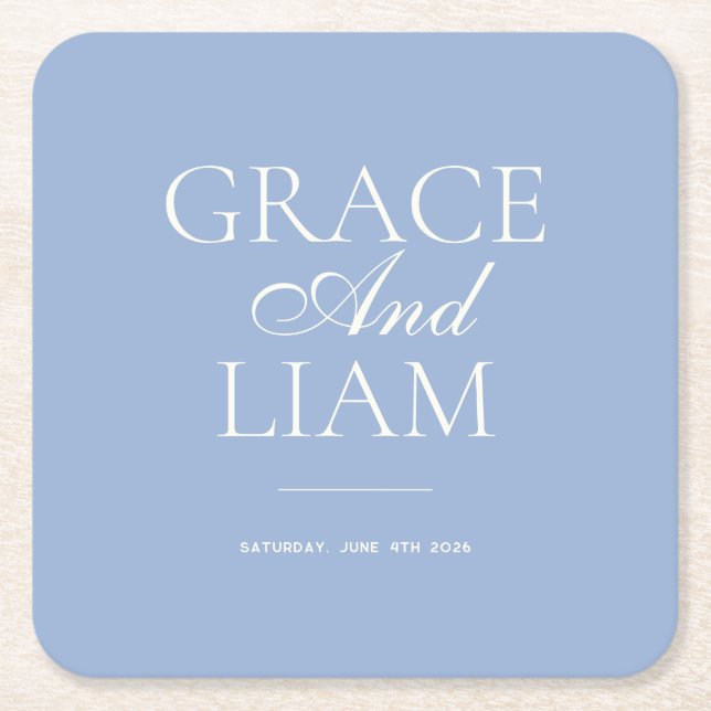 Modern Border Elegance Wedding Napkin Square Paper Coaster (Front)