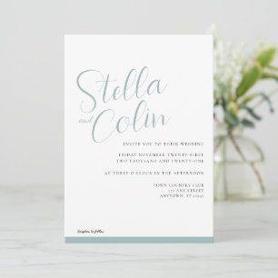 Modern Border Elegant Simple Seafoam Green Wedding Invitation