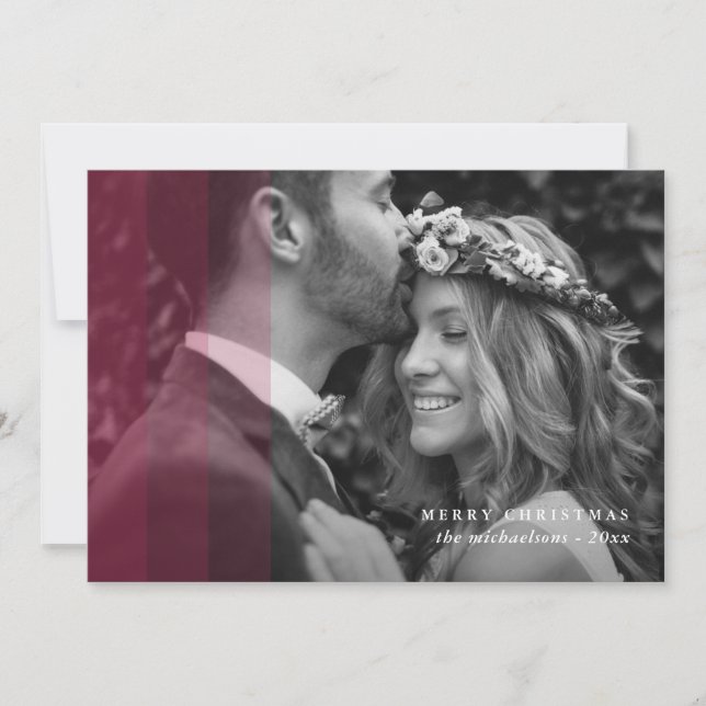 Modern Border Merry Christmas Photo Red Holiday Card (Front)