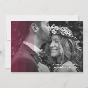 Modern Border Merry Christmas Photo Red Holiday Card