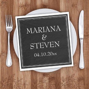 Modern Border Minimalist Black Napkin