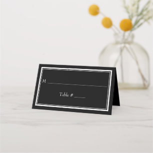 Modern Border Minimalist Black Wedding Place Card