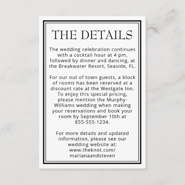 Modern Border Minimalist Black White Enclosure Card (Front)