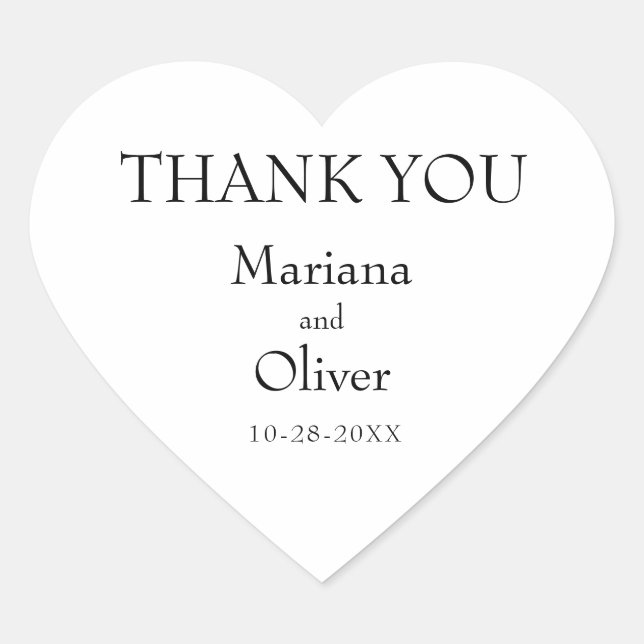 Modern Border Minimalist Black White Wedding Heart Heart Sticker (Front)