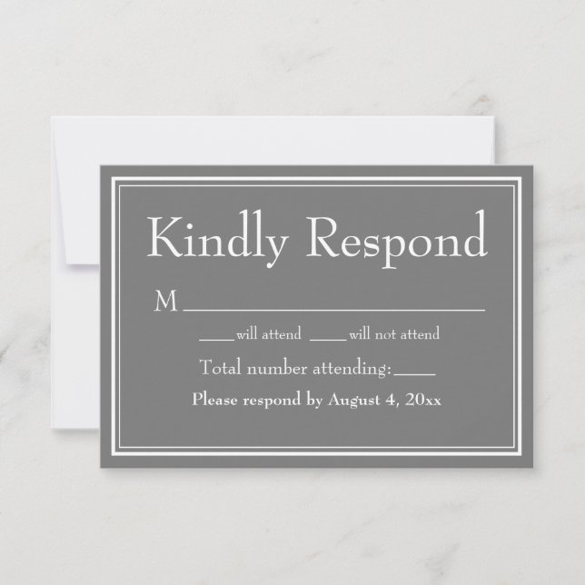 Modern Border Minimalist Grey Grey RSVP Card (Front)