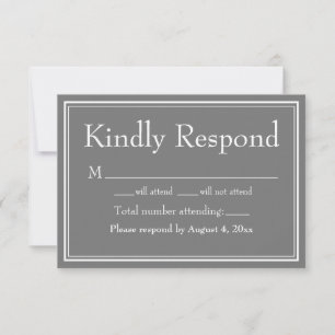 Modern Border Minimalist Grey Grey RSVP Card