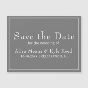 Modern Border Minimalist Grey Save the Date
