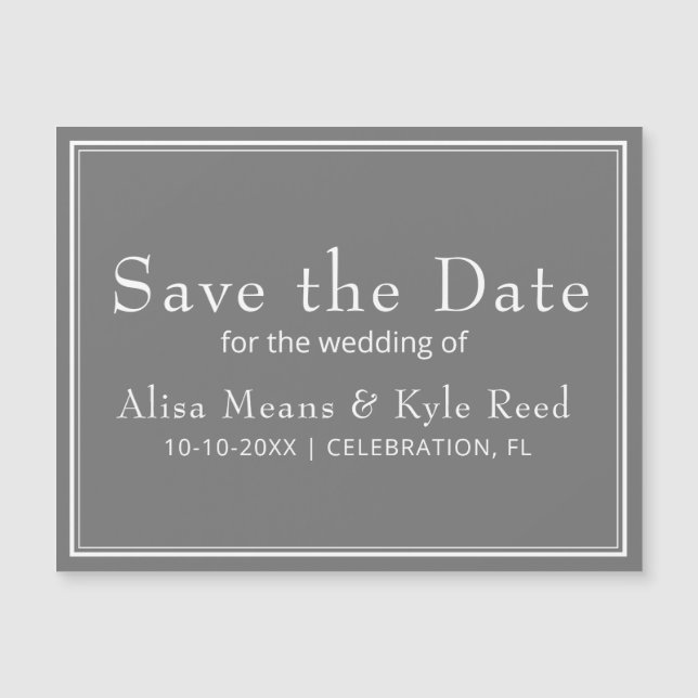 Modern Border Minimalist Grey Save the Date (Front)