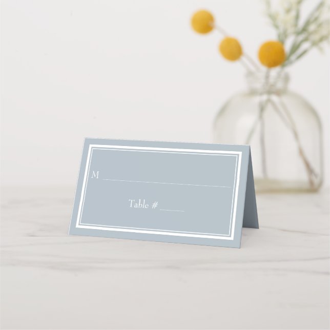 Modern Border Minimalist Light Grey Wedding Place Card (Front)