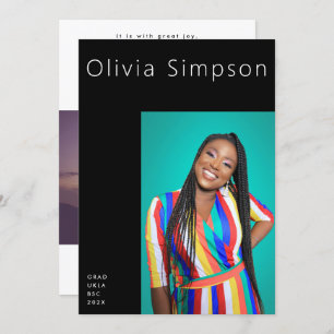 Modern Border Simple Black on Black Onyx Grad Announcement