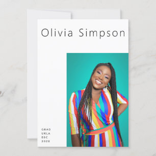  Modern Border Simple White Photo Black Onyx Grad Announcement