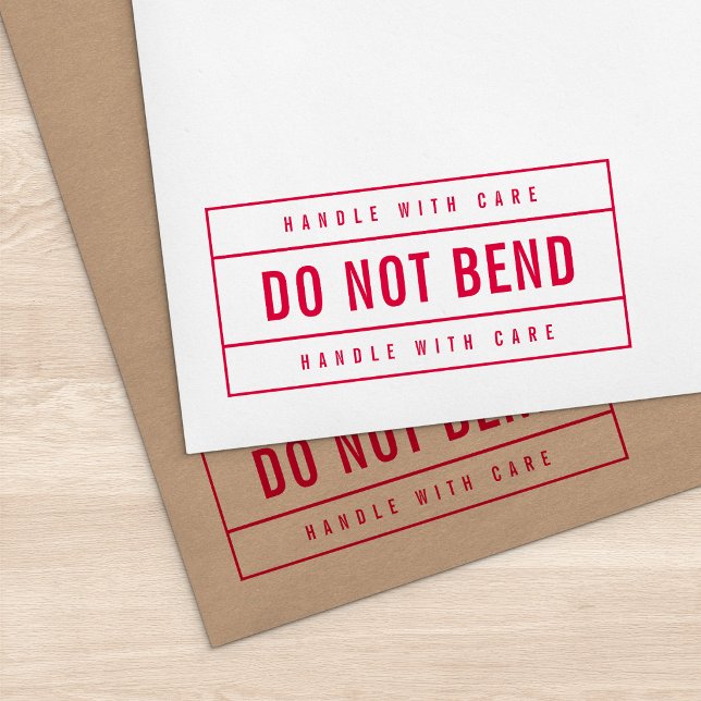 Modern Bordered Bold Handle With Care Do Not Bend Self-inking Stamp (Creator Uploaded)