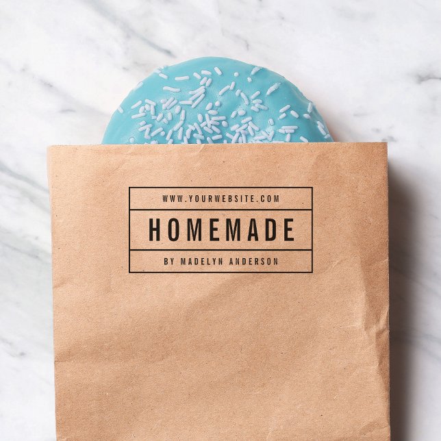 Modern Bordered Bold Name Website Homemade Self-inking Stamp (Creator Uploaded)