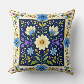 Modern Bordered Floral Design Cushion. Cushion