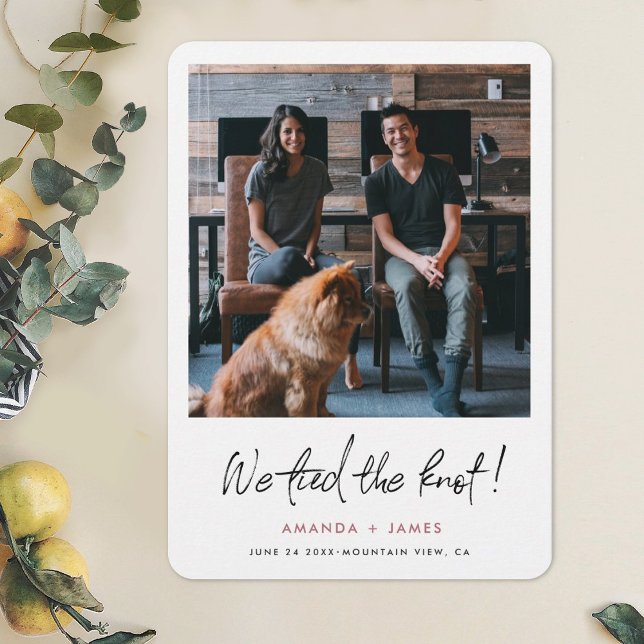 Modern Borders Rose Gold Photo Wedding Elopement Announcement (Creator Uploaded)