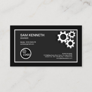 Modern Borders Three Gears Engineer Business Card