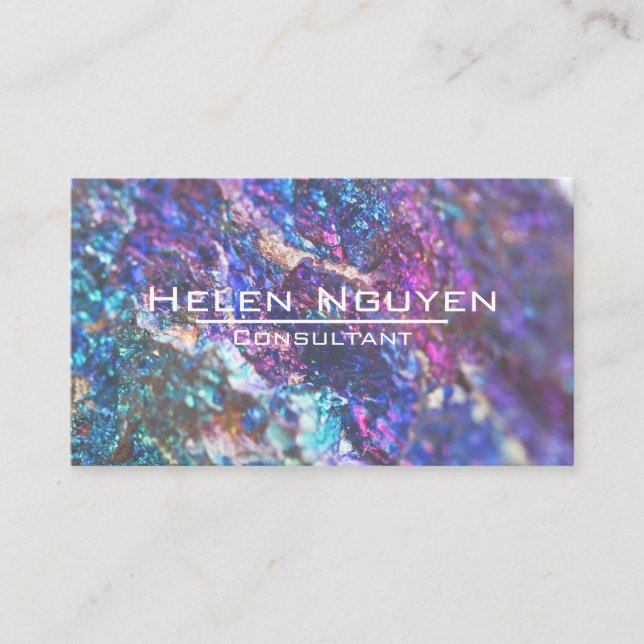 Modern Bornite Peacock Ore Stone Simulated  Business Card (Front)