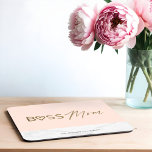 Modern Boss Mom Stylish Blush Pink, Gold & Marble Mouse Mat<br><div class="desc">Personalize and decorate your workspace and make it known who you are with our fun, stylish, and trendy "Boss Mom" custom desk mouse pad. The design features a stylish light blush and white marble background with "Boss Mom" designed in a trendy faux gold brush script & san-serif typography with a...</div>