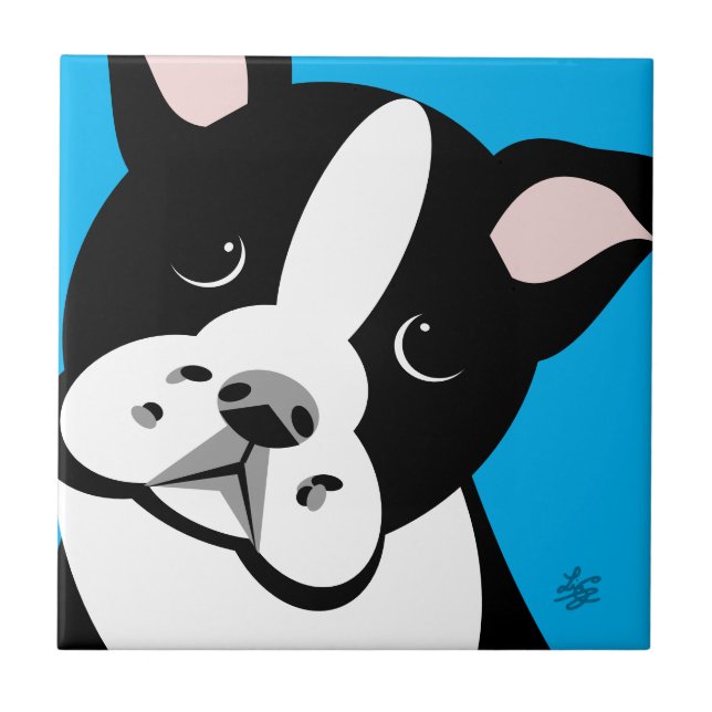 Modern Boston Terrier Lover Art Tiles (Front)