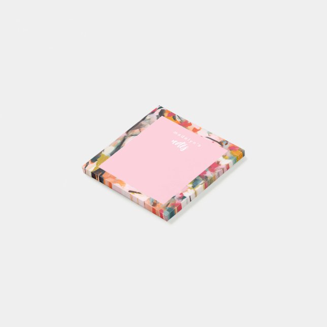 Modern Botanical Abstract Art Pink Post-it Notes (Angled)