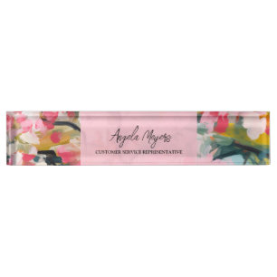 Modern Botanical Abstract Floral Personalized Nameplate
