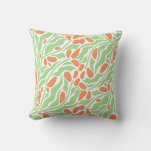 Modern Botanical Abstract Throw Pillow Green