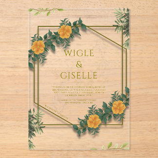 Modern Botanical Acrylic Wedding Invitation