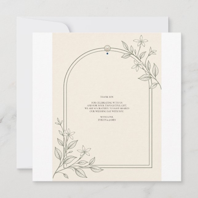 Modern Botanical Arch Wedding Thank You Card (Front)