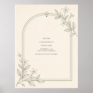 Modern Botanical Arch Wedding Welcome Sign