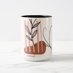Modern Botanical Art Print, Two-Tone Coffee Mug