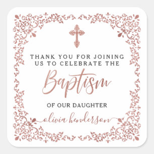 Modern Botanical Baptism Thank You  Square Sticker